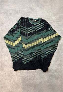 Vintage Abstract Knitted Jumper Funky Patterned Sweater