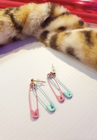 COLOURED SAFETY PIN EARRINGS