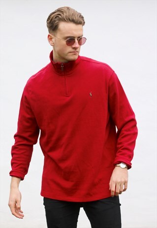 RALPH LAUREN 1/4 ZIP USA LUST RED SWEATSHIRT