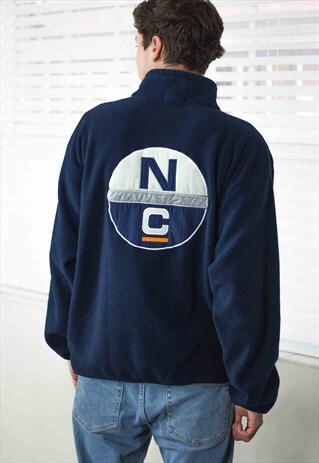 VINTAGE NAUTICA 1/4 ZIP FLEECE LOGO 90S L 19.5