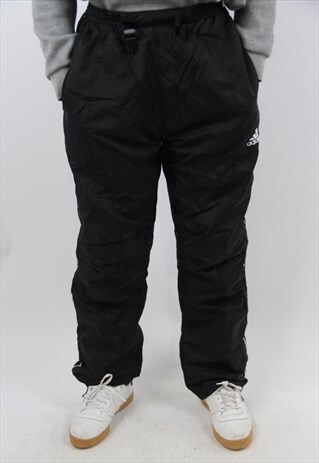 VINTAGE ADIDAS BLACK SHELL TRACKSUIT BOTTOMS