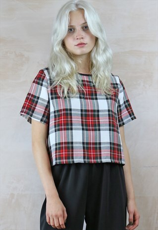 WHITE TARTAN BOX TOP