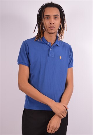 POLO RALPH LAUREN MENS VINTAGE POLO SHIRT LARGE BLUE 90S