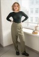 Vintage 80's Straight Trousers In Khaki Green