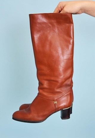 70'S RETRO MOD STYLE FAUX LEATHER HEELED BOOTS