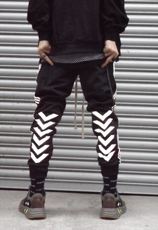 SLIM FIT LONG LACE REFECTIVE FINISH SPORT TRACK JOGGER PANTS