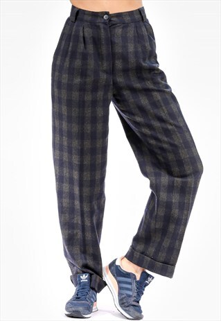 VINTAGE TAPERED PLAID TROUSERS