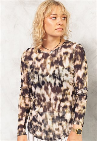 Y2K FLOCKED MESH TOP