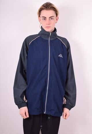 KAPPA MENS VINTAGE TRACKSUIT TOP JACKET XXL BLUE 90'S