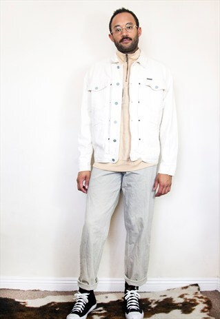 CK JEANS 90S MINIMALIST CLASSIC CREAM DENIM JEAN JACKET