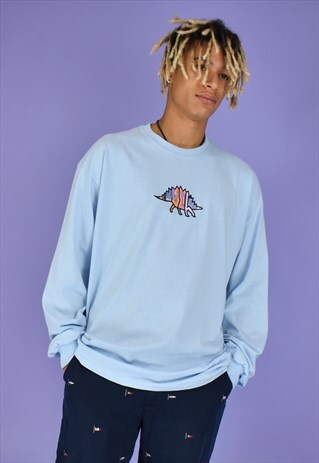 G&G UNISEX BABY BLUE PASTEL DINO L/S CUFFED TEE