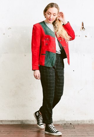 VINTAGE 90S BAVARIAN STYLE RED SUEDE JACKET