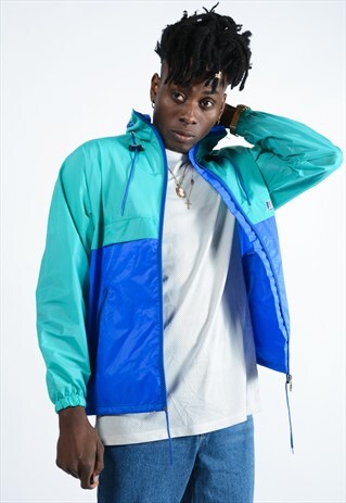 VINTAGE K-WAY WINDBREAKER JACKET IN BLUE.