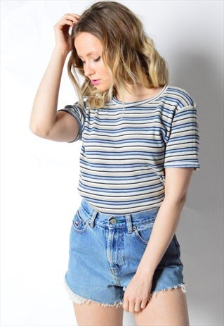 VINTAGE 90S BLUE STRIPED TOP