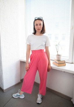 Vintage 80's Pink Cotton High Waisted Trousers