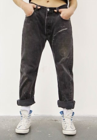VINTAGE LEVI'S GREY PAINT MOM JEANS