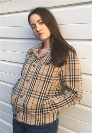WOMENS BURBERRY JACKET BEIGE NOVA CHECK JACKET DENIM COAT