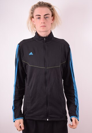 ADIDAS MENS VINTAGE TRACKSUIT TOP JACKET LARGE BLACK 90S