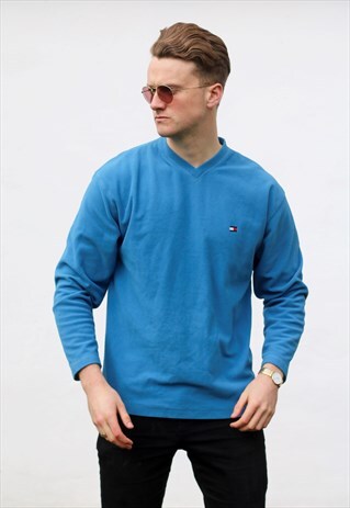 TOMMY HILFIGER USA CAROLINA BLUE FLEECE SWEATSHIRT
