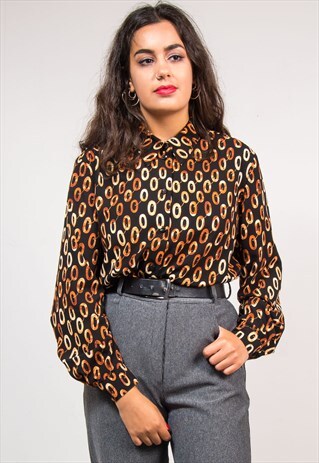 90'S VINTAGE BLACK PATTERN SHIRT