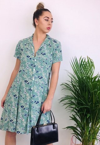 VINTAGE REWORKED PATTERN GRUNGE SWING DRESS