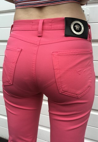 WOMENS VINTAGE 90S VERSACE JEANS PINK VERSACE TROUSERS