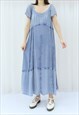Y2K VINTAGE BLUE FLORAL MAXI DRESS (SIZE L)