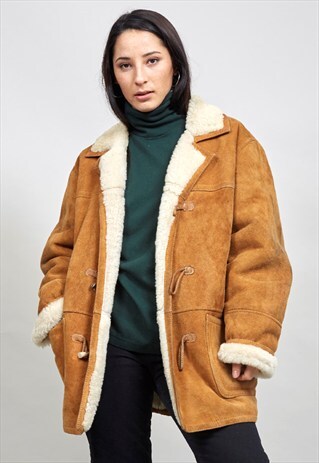 VINTAGE PREMIUM 80'S TAN SHEEPSKIN COAT