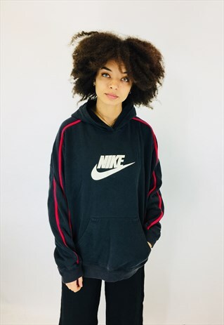 VINTAGE NIKE SWOOSH BLACK OVERSIZED HOODIE