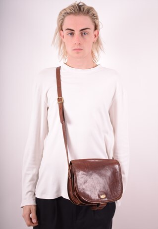 MENS VINTAGE CROSSBODY LEATHER BAG ONE SIZE BROWN 90S