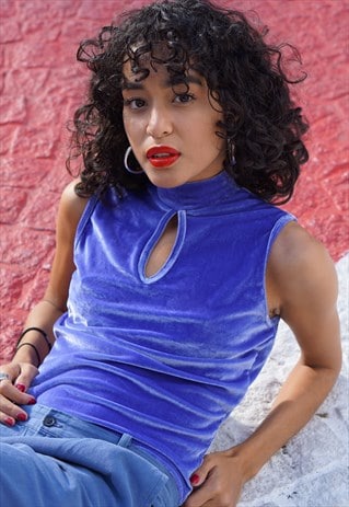 BLUE LAVENDER VELVET TOP