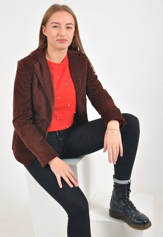 VINTAGE CORDUROY BLAZER JACKET IN BROWN