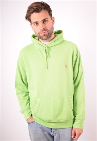 POLO RALPH LAUREN MENS VINTAGE HOODIE JUMPER XL GREEN 90S
