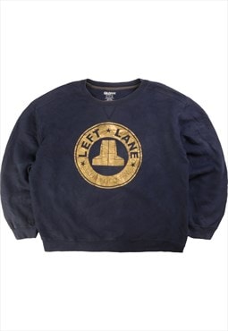 Vintage 90's Gildan Sweatshirt Left Lane Crewneck Navy