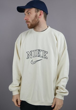 cream nike spell out sweatshirt