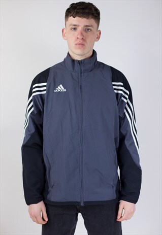 VINTAGE 90S ADIDAS GREY AND BLACK SPORTS JACKET