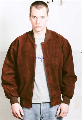 VINTAGE FAUX SUEDE BOMBER JACKET