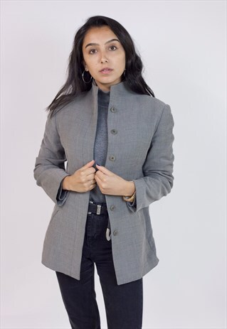 VINTAGE 90'S EMPORIO ARMANI GREY TEXTURED COAT