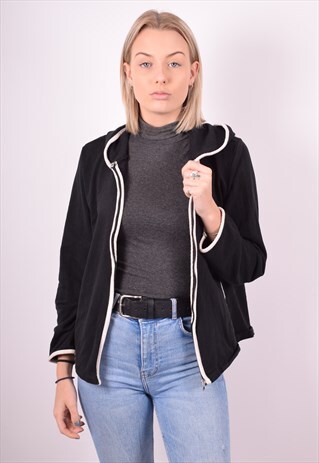 RALPH LAUREN WOMENS VINTAGE HOODIE JACKET LARGE BLACK 90S