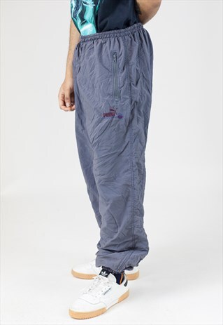 VINTAGE 90'S PUMA GREY SHELL TRACKSUIT BOTTOMS