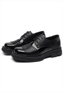 Patent finish smart shoes catwalk Goth brogues in black