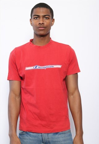 VINTAGE CHAMPION CHEST PRINT TEE RED