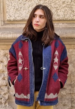  vintage 90s wool aztec  coat jacket
