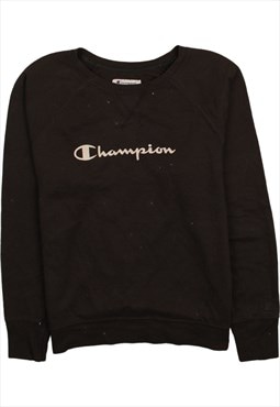 Vintage 90's Champion Sweatshirt Spellout Crew Neck Black