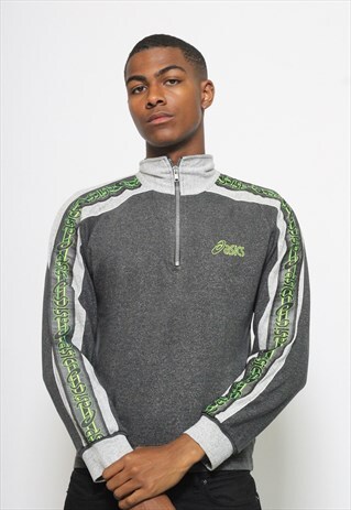 VINTAGE ASICS 1/4 ZIP TAPE LOGO SWEATSHIRT