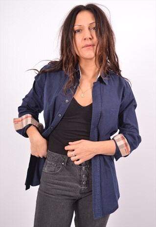 VINTAGE BURBERRY SHIRT NAVY BLUE