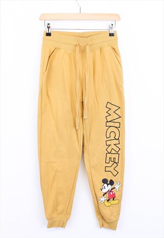 VINTAGE MICKEY MOUSE JOGGERS YELLOW WITH PRINTED LOGO 90S