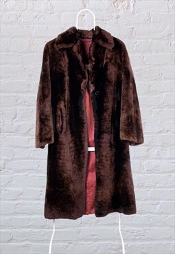 Vintage Faux Fur Women's Coat Brown Large 14-16