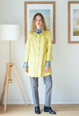 Bright yellow structured material long A line jacket