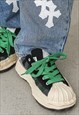 DISTRESSED PLATFORM SNEAKERS MELTED DOG-TOOTH TRAINERS GREEN